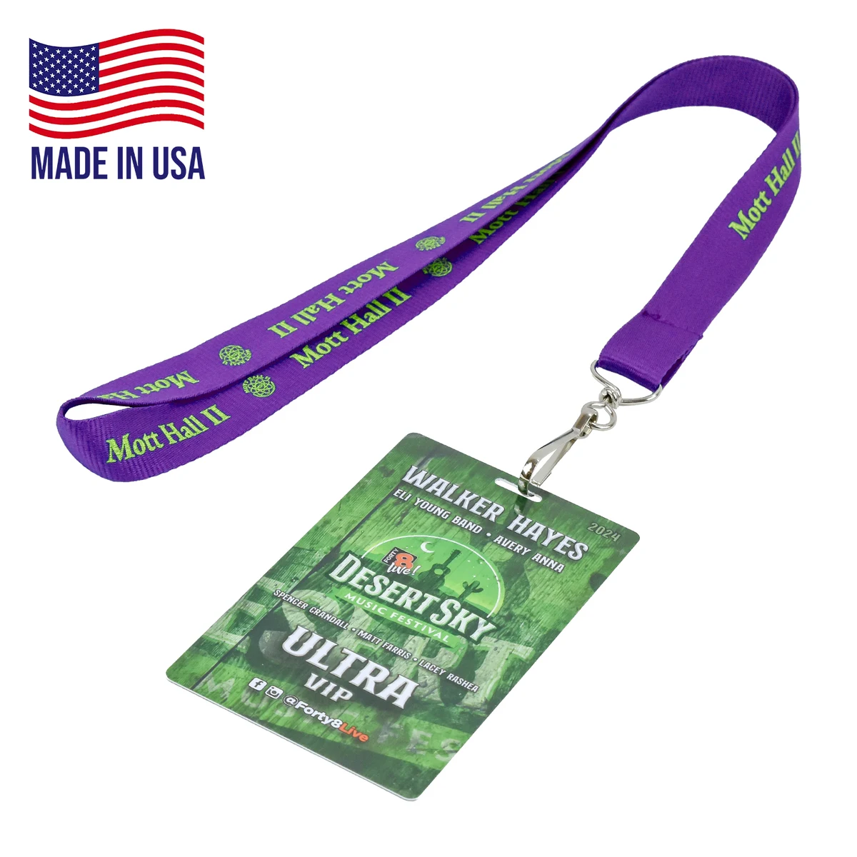 USA Made Polyester Lanyard w/ PVC ID Card 1