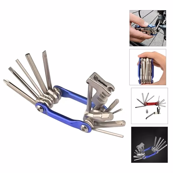 Custom Carbon Steel 11 in 1 Bicycle Multitool — Compact Chain Maintenance Kit