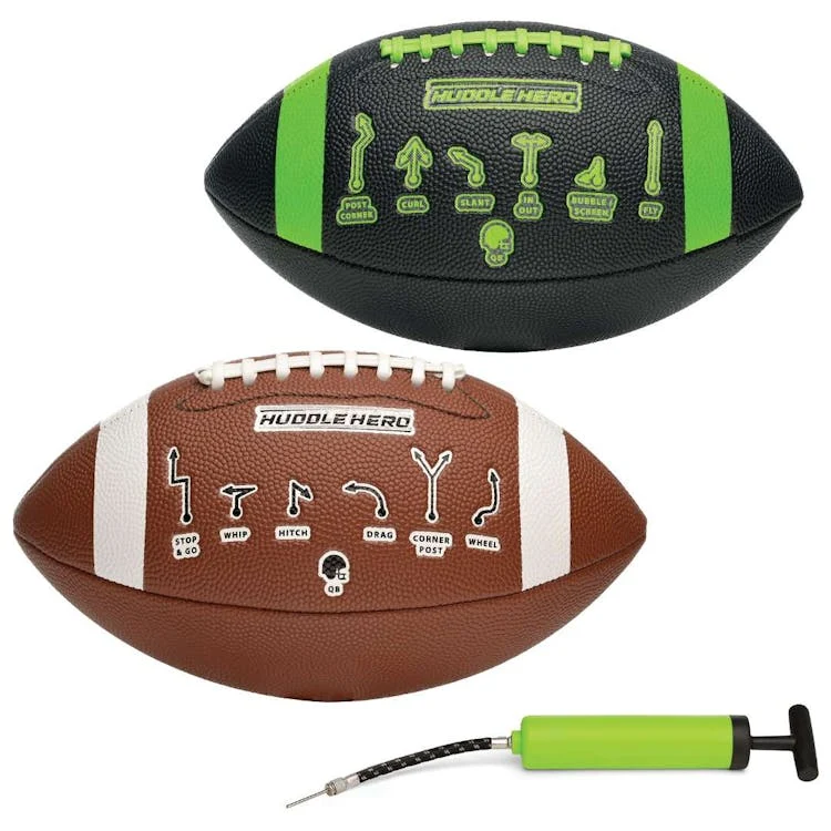 Footballs - Black and Brown with Plays Junior Size 10" 1