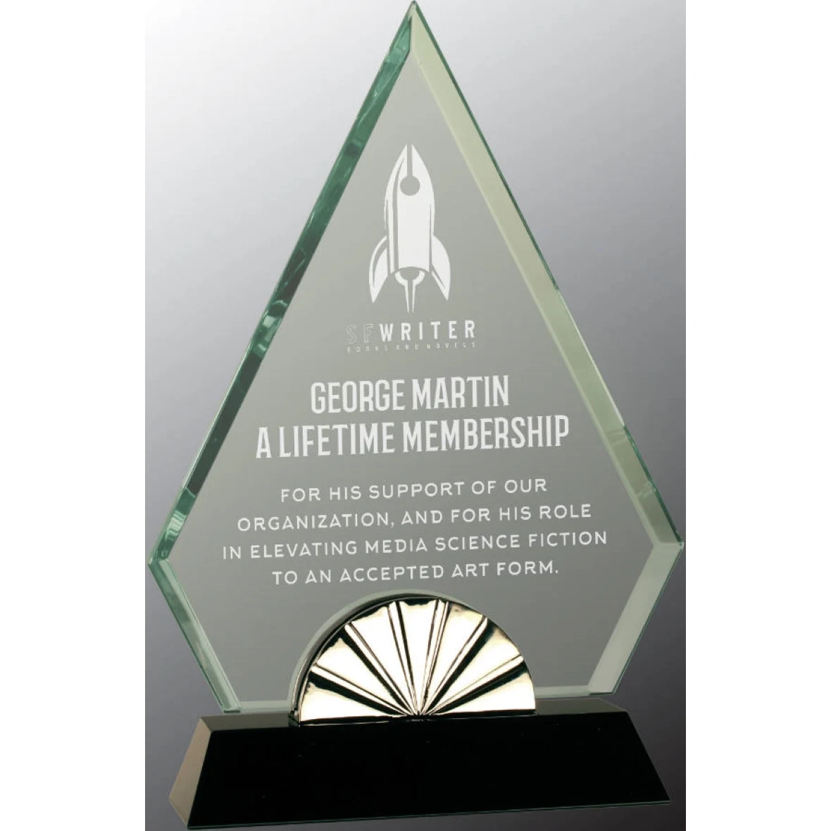 9 3/4" Diamond Horizon Glass Award with Black Base 1