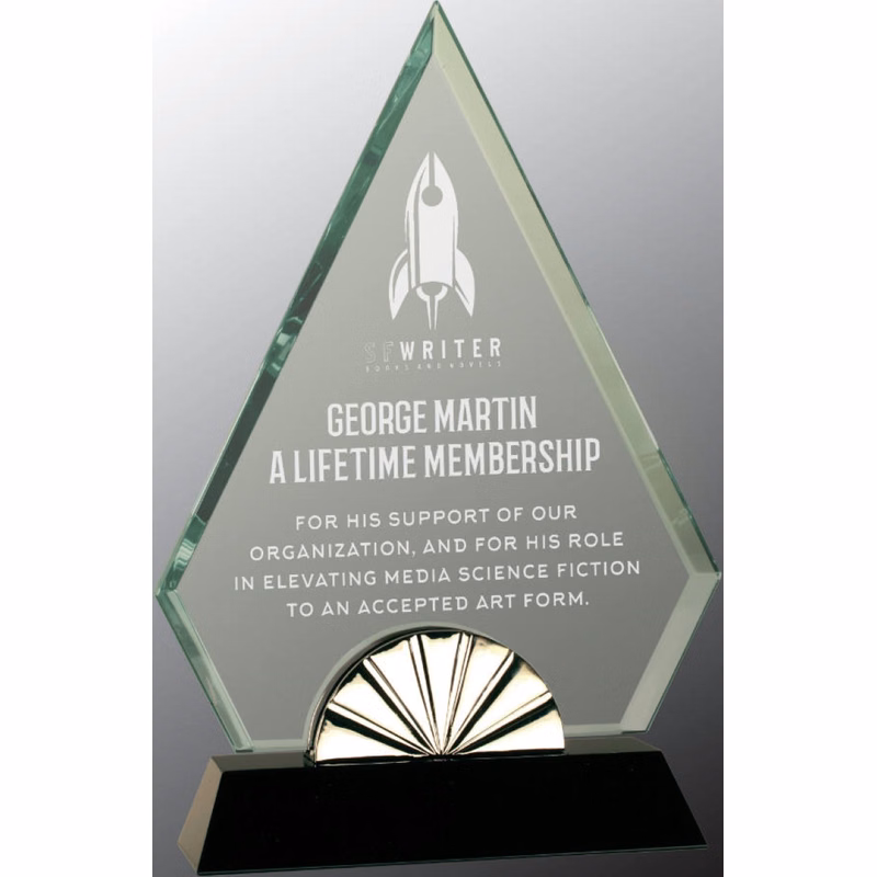 9 3/4" Diamond Horizon Glass Award with Black Base