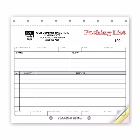 Packing Lists, Carbonless, Small Format