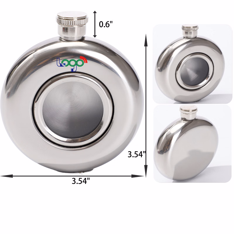 MOQ 30 PCS Stylish 5 OZ Round Stainless Steel Hip Flask