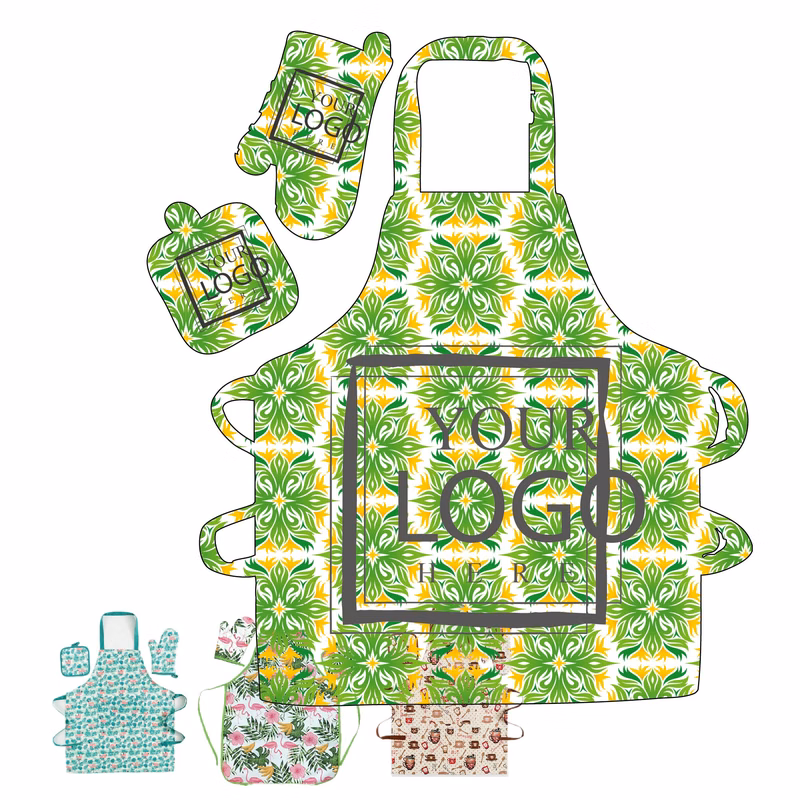 Brightly Colored Apron and Utensil Set