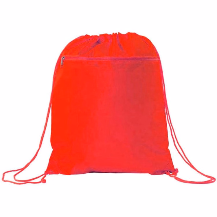 Nylon Drawstring Tote Bags - Red