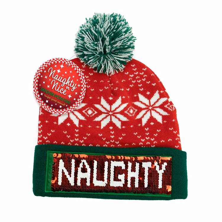 Naughty or Nice Winter Pom Hats