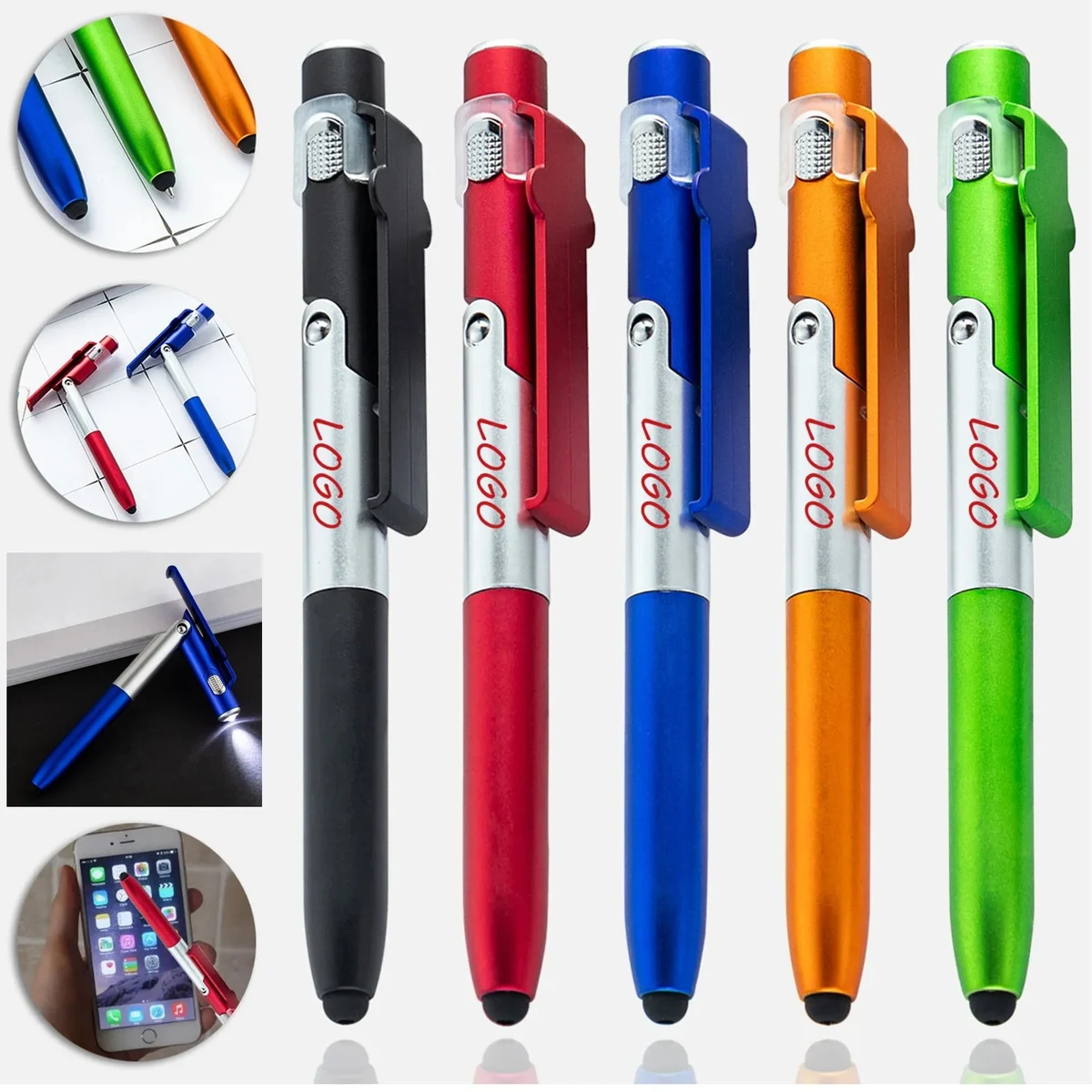 4-in-1 Ballpoint Pen with Stylus,Phone Holder,and LED Light 1