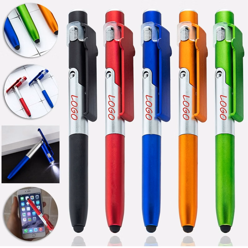 4-in-1 Ballpoint Pen with Stylus,Phone Holder,and LED Light