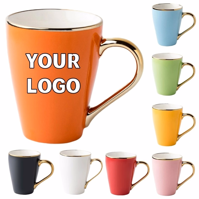 12 oz. Advertising Golden Handle Ceramic Mugs for Coffee Tea
