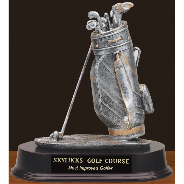 Resin Golf Bag On Rosewood Base Trophy 1