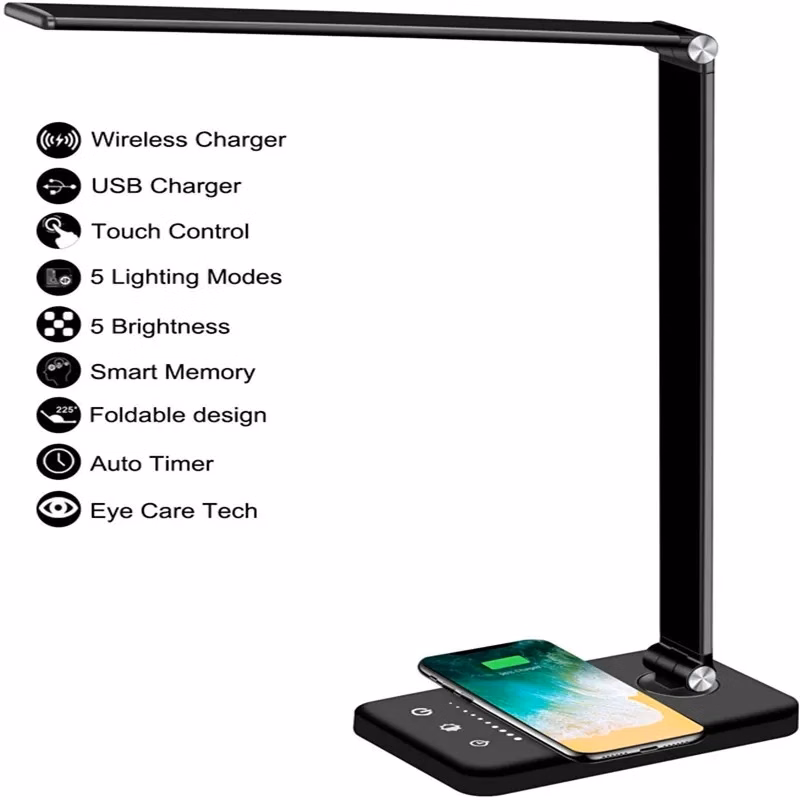 Multi-Functional Foldable Led Desk Lamp W/Wireless Charger