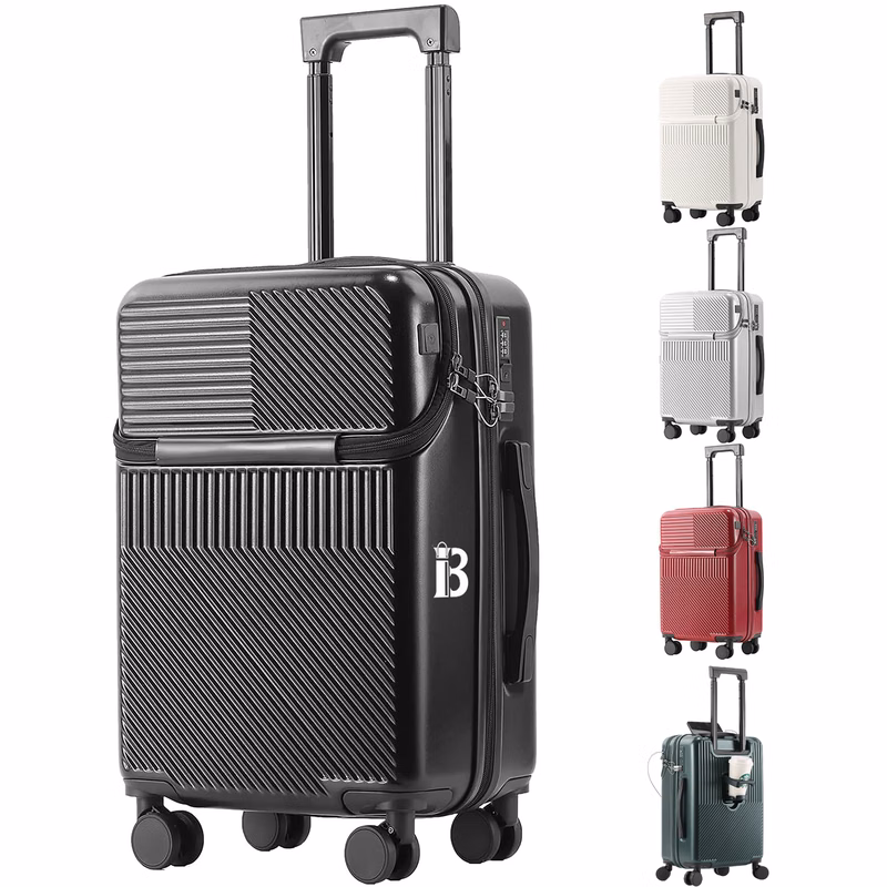 ABS USB Port Travel Suitcase w/ Cup Holder