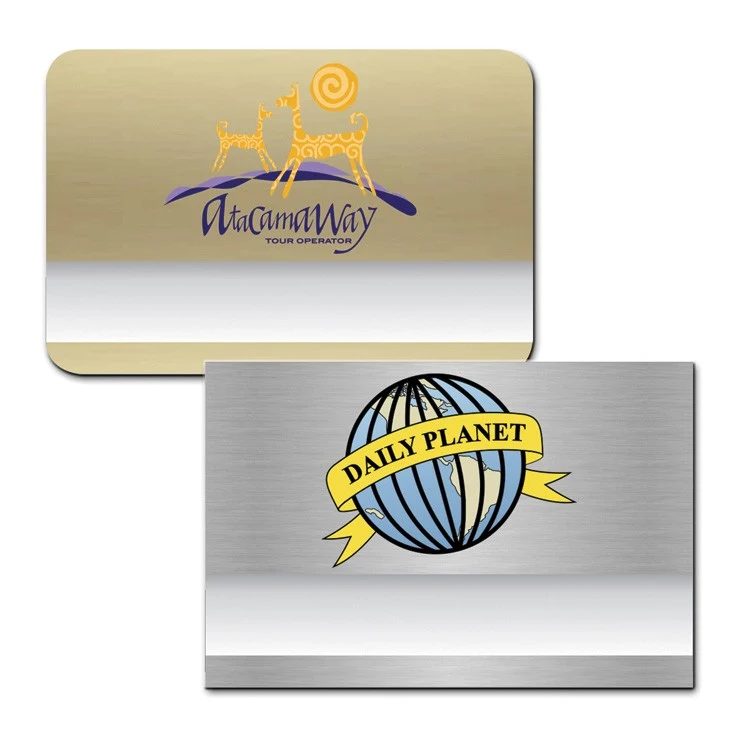The Orion full color metallic reusable name badge 2"x3" 1