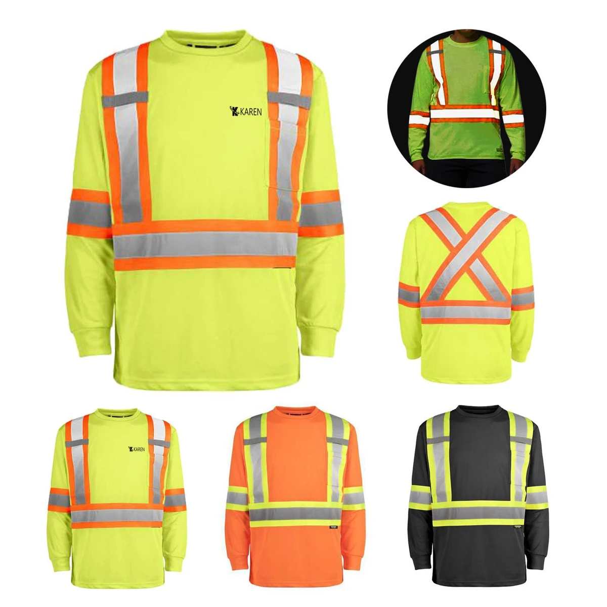 Hi-Vis Reflective Long Sleeve Safety Work Shirt 1