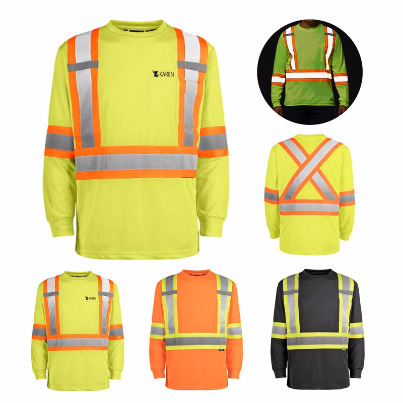 Hi-Vis Reflective Long Sleeve Safety Work Shirt