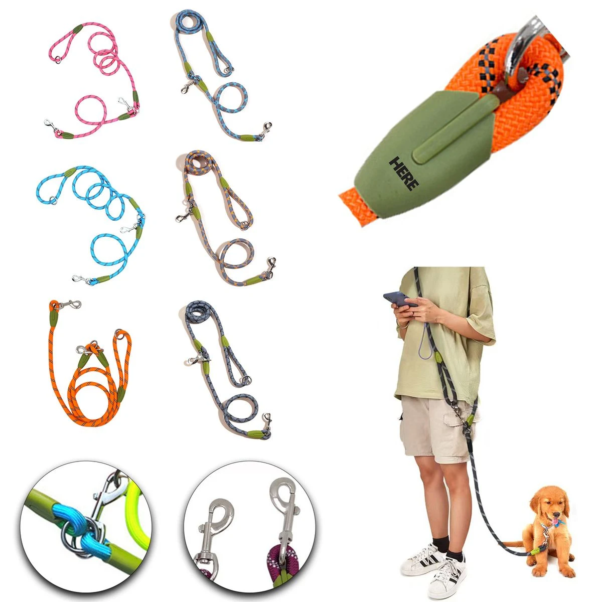 Hands-free Rotating Buckle Pet Leash 1