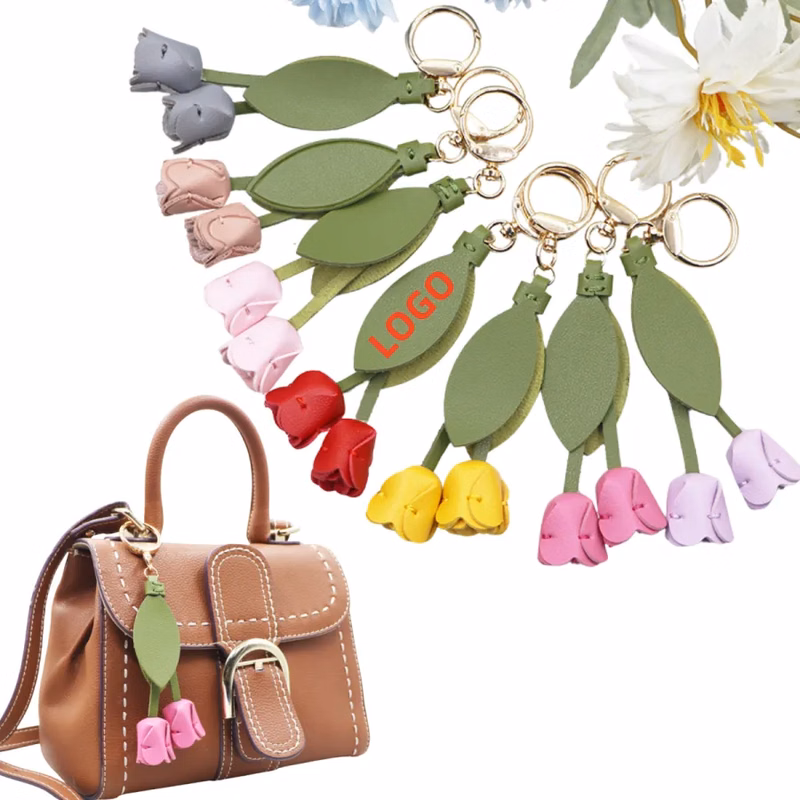 Tulip Style PU Leather Keychain Bag Pendant