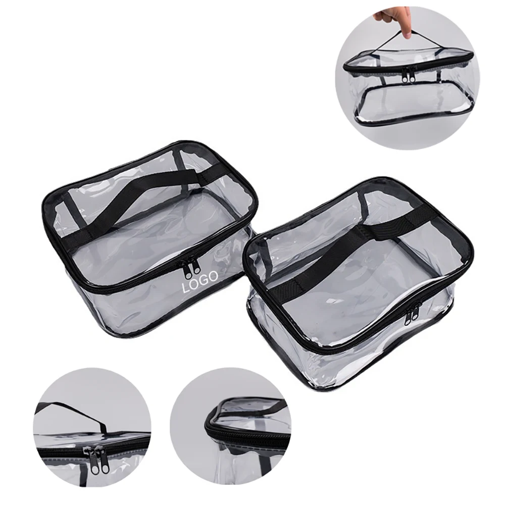 Clear Travel Toiletry Makeup Bag with Handle 1