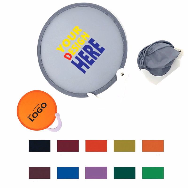 Handheld Round Folding Fan with Handle