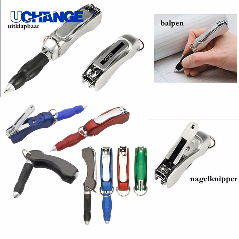 Foldable Ballpoint Pen Keychain Tool with Nail Clipper
