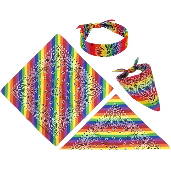 Custom 22" Rainbow Paisley Bandana with Heat Transfer — Pride Event Giveaway 1
