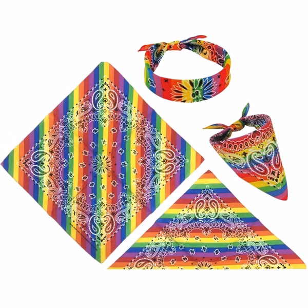 Custom 22" Rainbow Paisley Bandana with Heat Transfer — Pride Event Giveaway