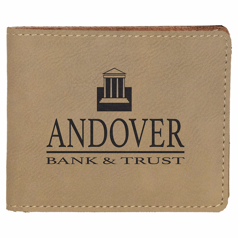 4 1/2" x 3 1/2" Light Brown Leatherette Bifold Wallet