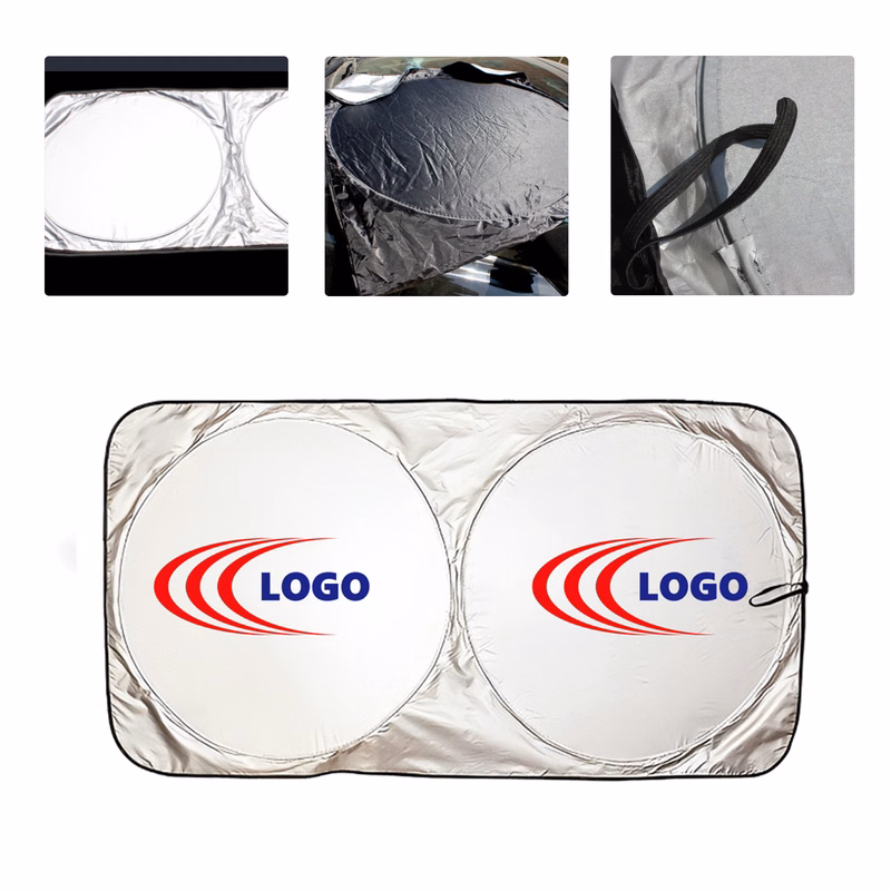 MOQ50 Dual Circle Car Windshield Sunshade With Custom Logo