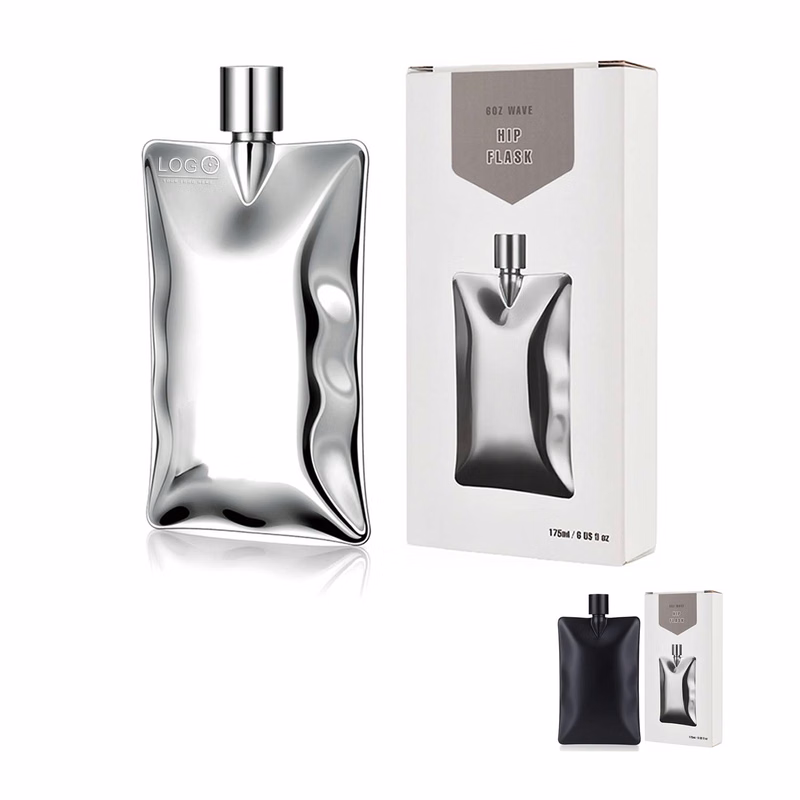 6 oz Wavy Stainless Steel Hip Flask