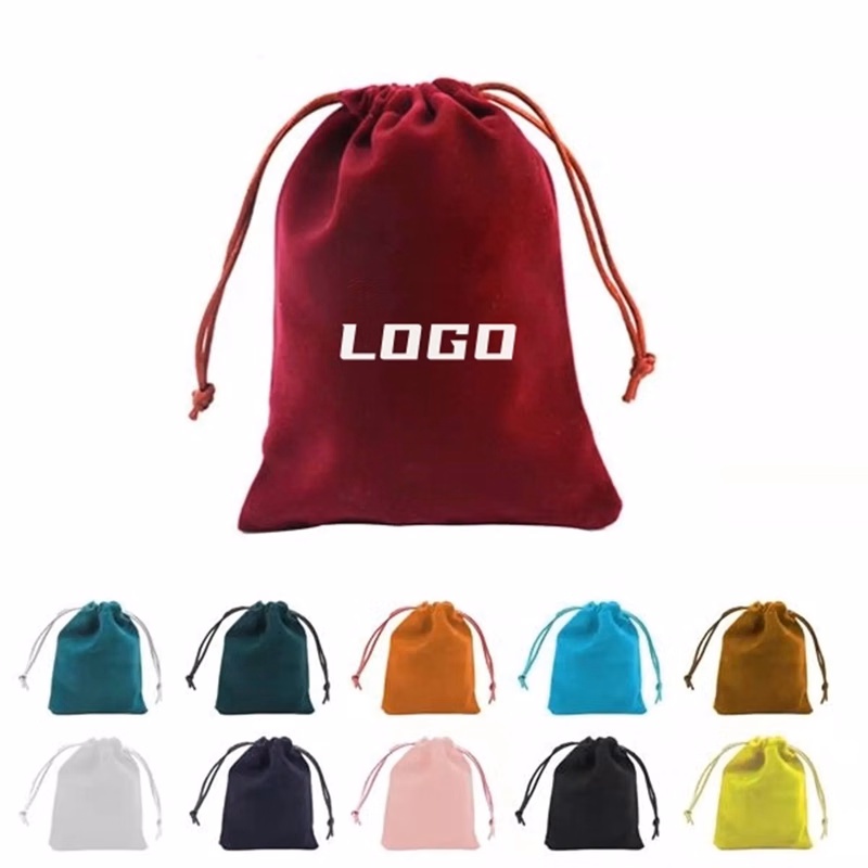 Soft Mini Drawstring Flocked Jewelry Gift Bag