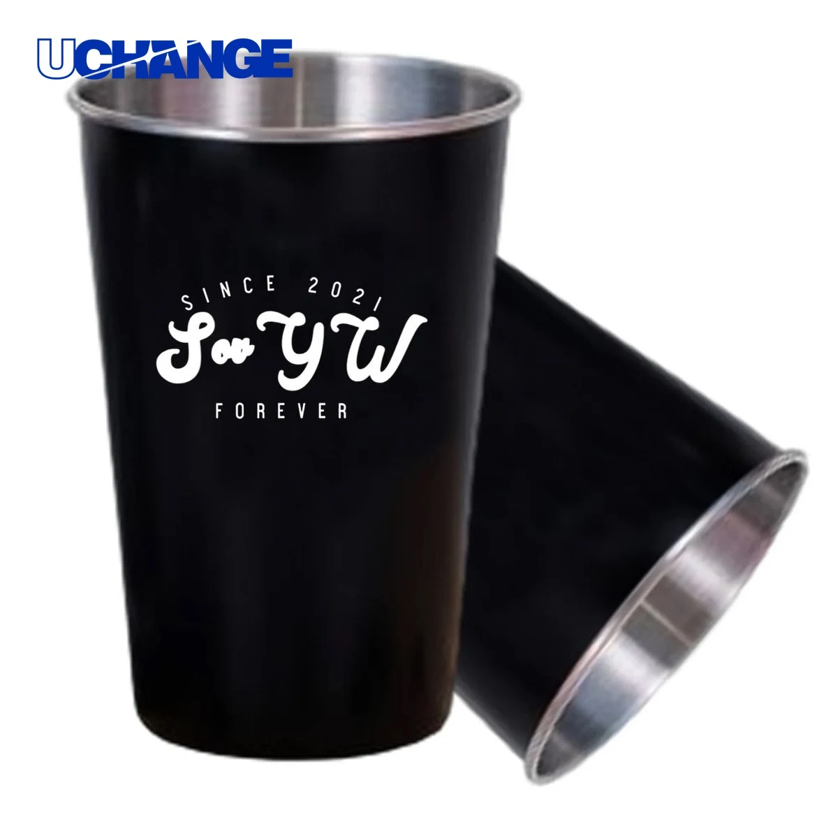 Black Stainless Steel Shatterproof Pint Glass Container (16 Oz.) 1