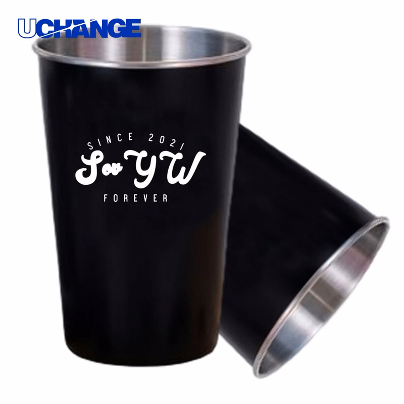 Black Stainless Steel Shatterproof Pint Glass Container (16 Oz.)