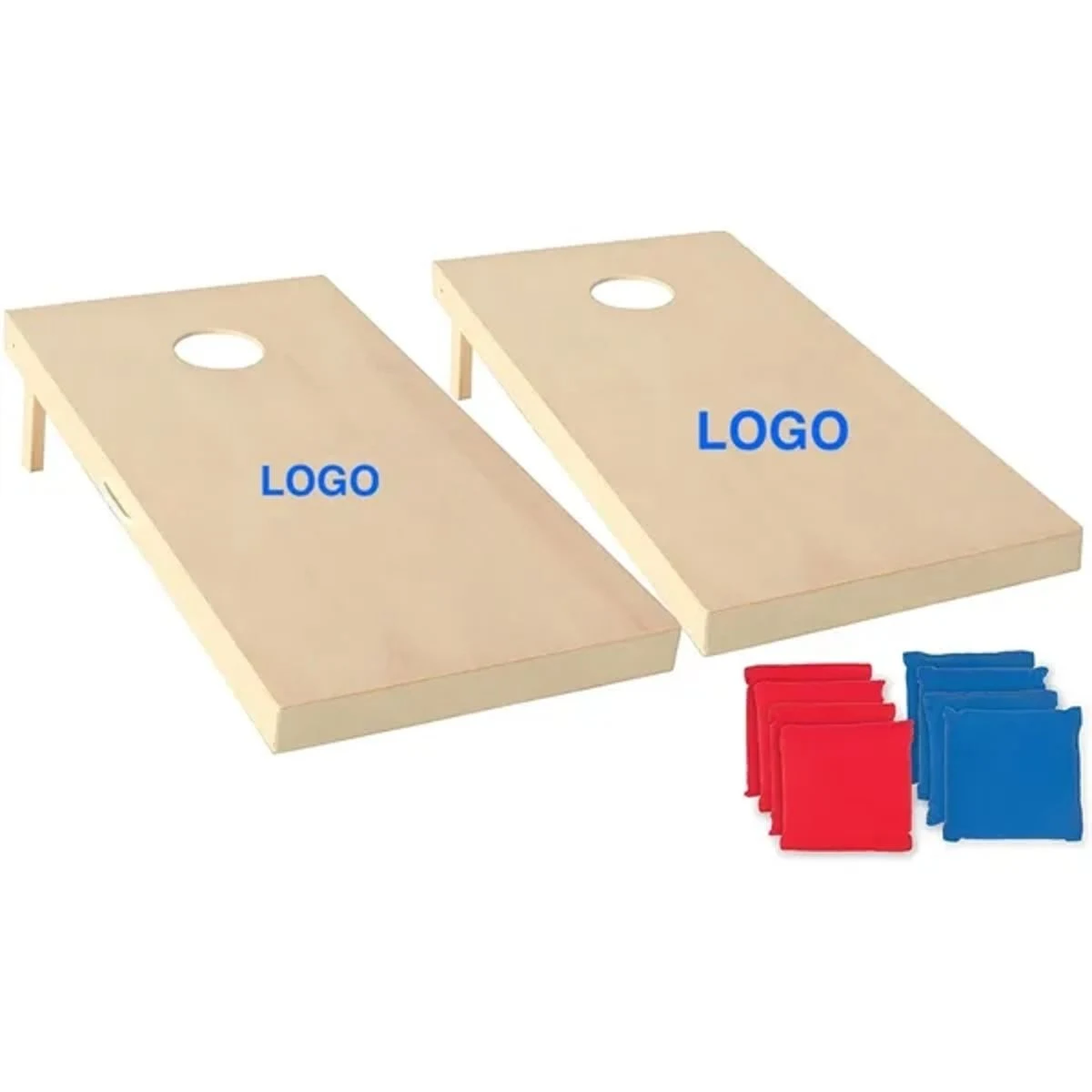 2 pieces Wooden Cornhole Boards with Cornhole-Bag Set 1