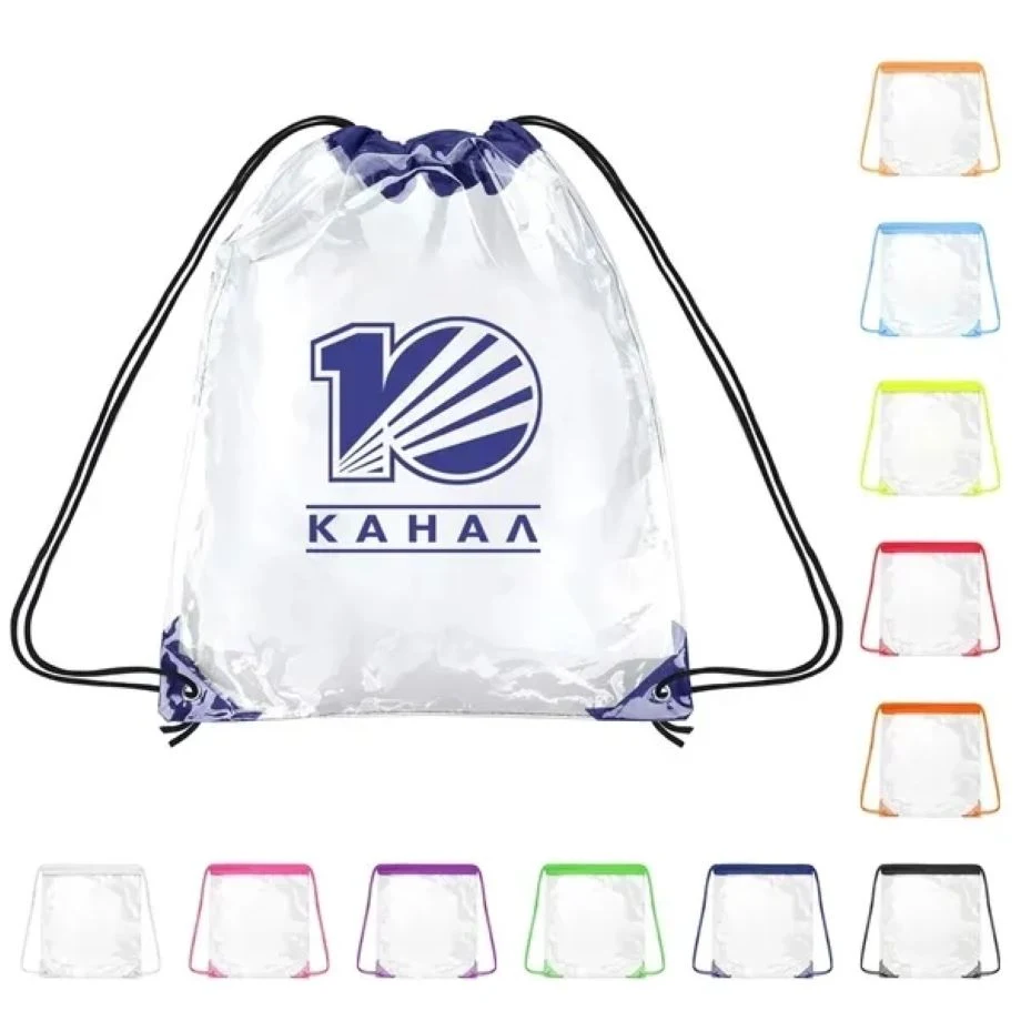 Clear Transparent Stadium Gym PVC Drawstring Backpack Bag 1