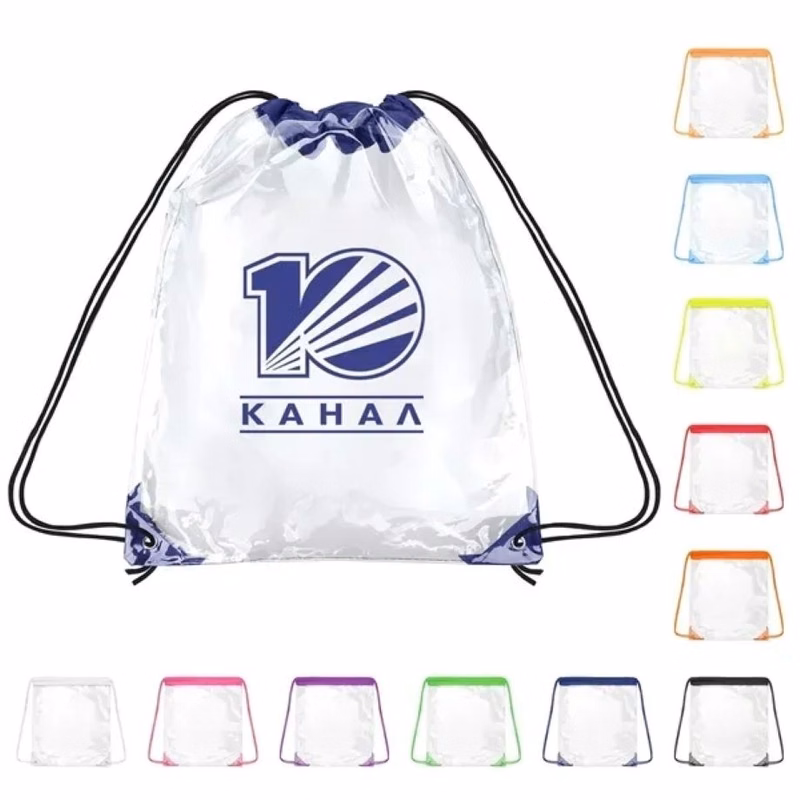 Clear Transparent Stadium Gym PVC Drawstring Backpack Bag