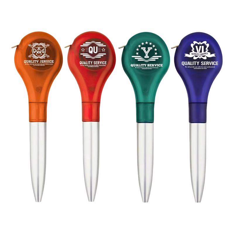 2-In-1 Tool Ballpoint Pen With Retractable 1m Tape Measure & Metal Pen Clip