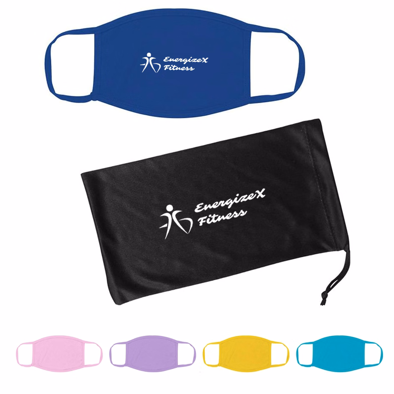 Cotton Reusable Mask & Mask Pouch W/ Antimicrobial Additive