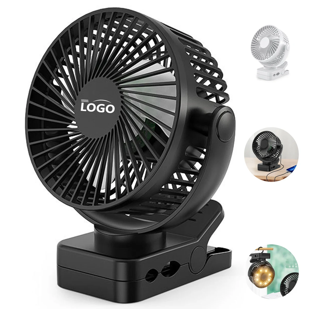 6" 3-in-1 Clip-On Tent Fan with LED & Power Bank 1