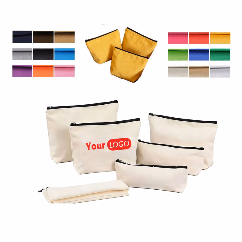 Canvas Zipper Pouch Pencil Case Travel Makeup Bag