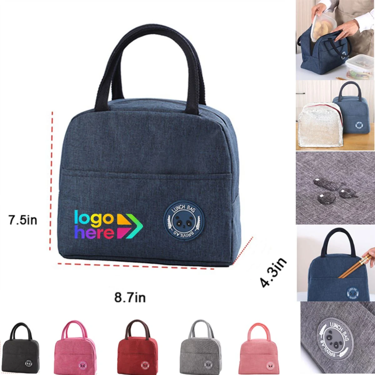 Portable Handheld Aluminum Foil Insulated Lunch Tote Bag 1