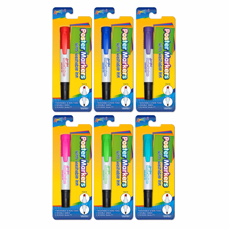 1 Pack Washable Double Ended Poster Marker - Assorted Colors