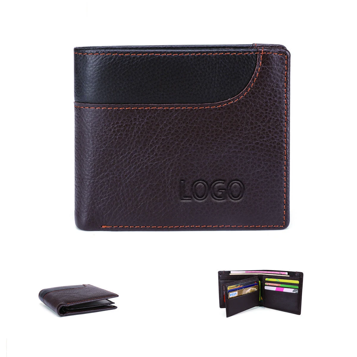 Men'S Genuine Leather Pass Case Multiple Card Slots 1