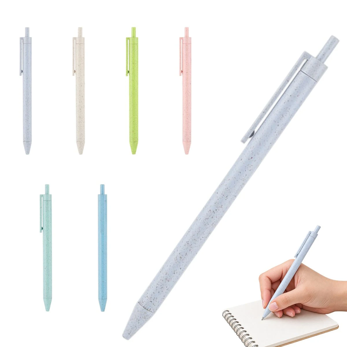Biodegradable Wheat Straw Retractable Ballpoint Pen, custom pen with logo imprint 1