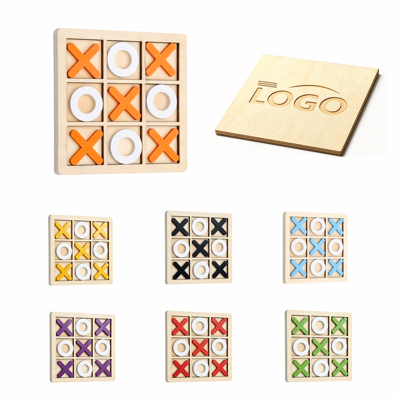 Custom Logo Wooden Tic Tac Toe Game