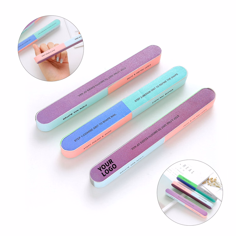 Full Color Nail File With Buffer Medium Grit