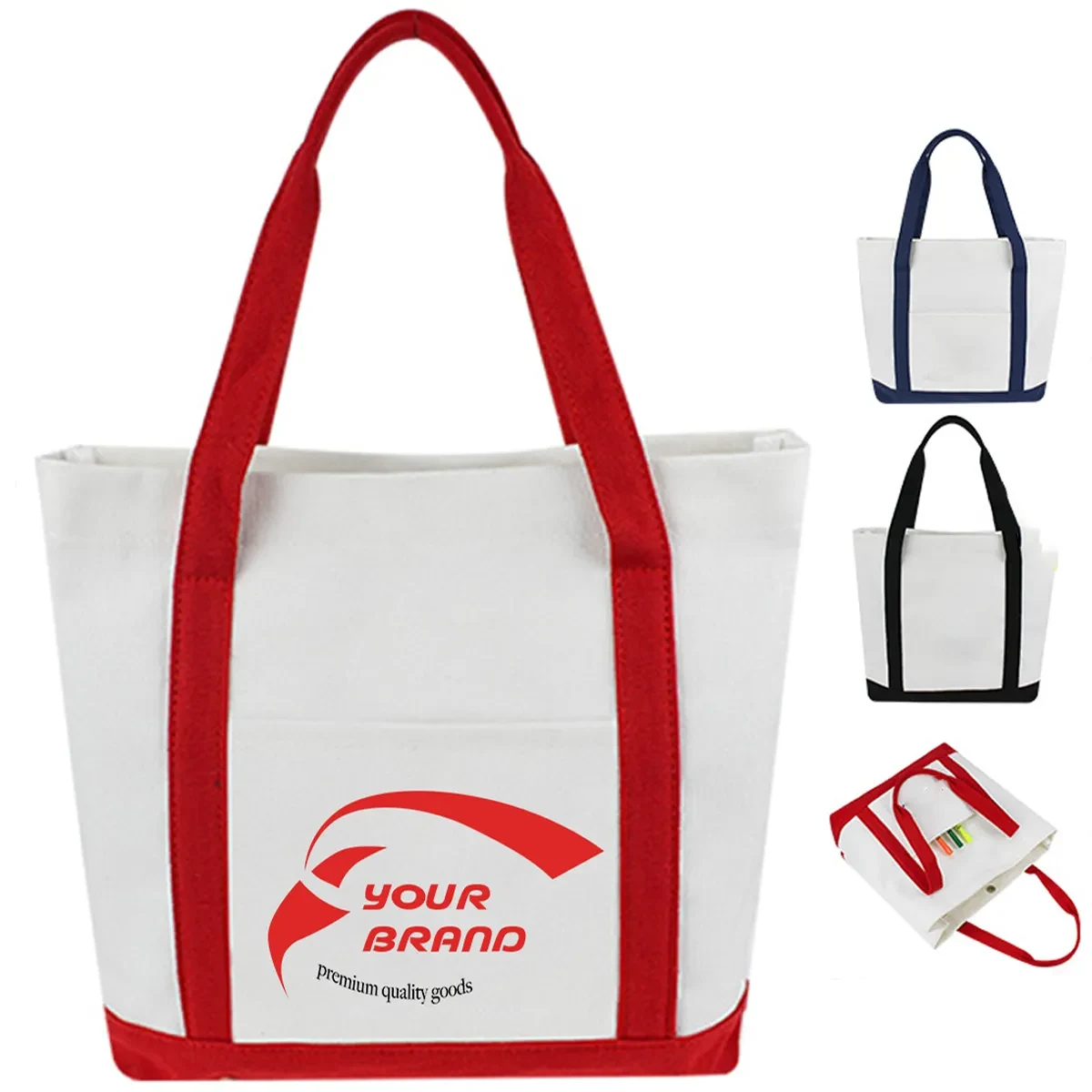 Canvas Shopping Shoulder Reusable Grocery Tote Bag, custom tote bag with logo imprint 1