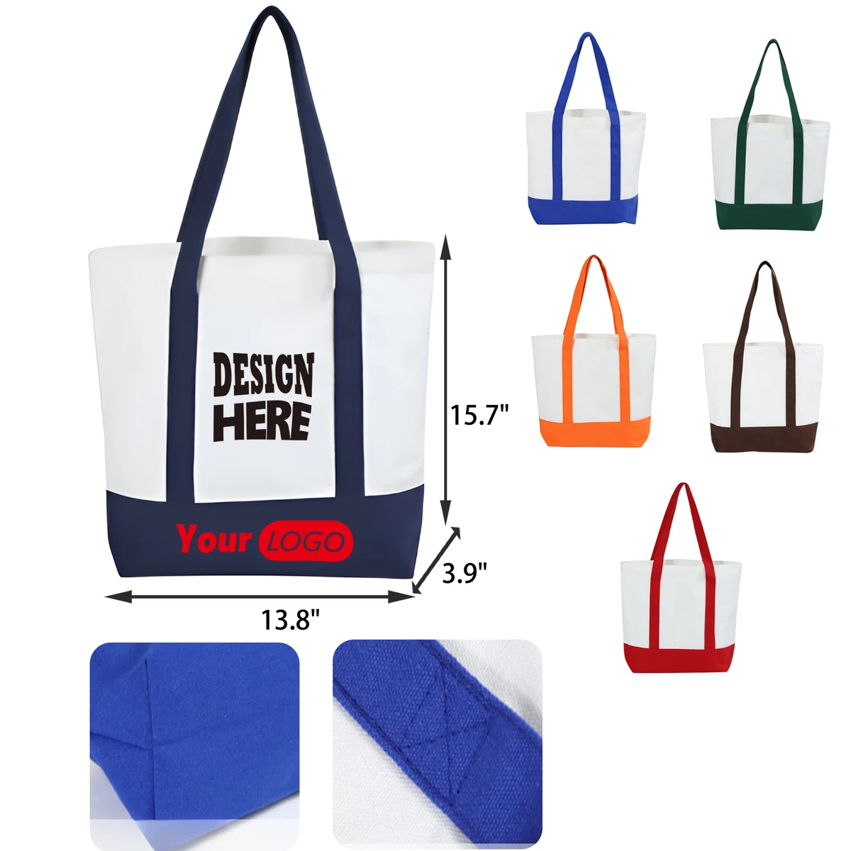 MOQ 30 PCS Stylish Colorful Canvas Tote Bag, custom tote bag with logo imprint 1