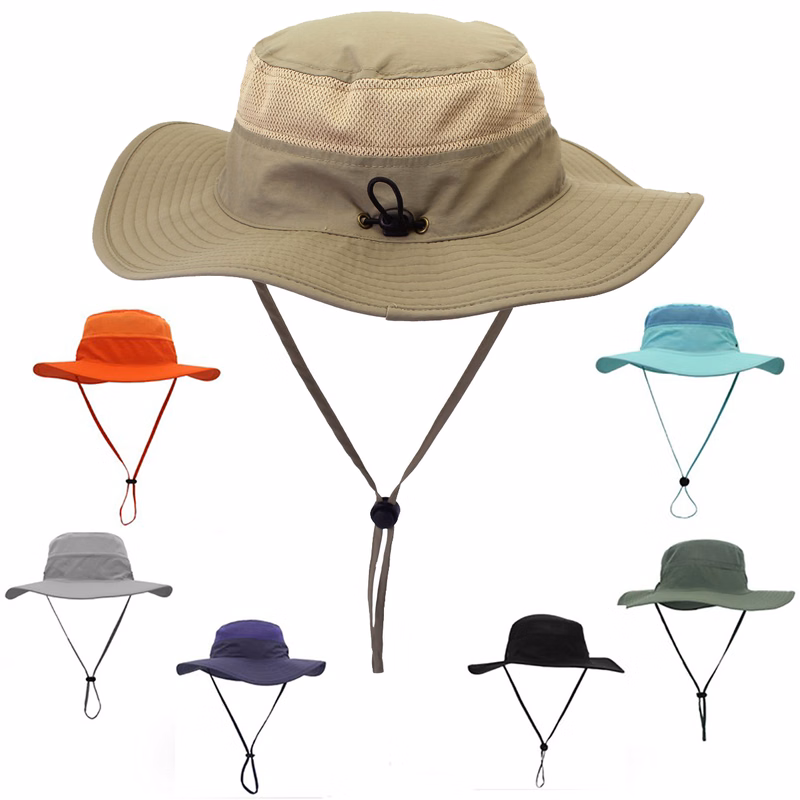 Mens Womens Beach Wide Brim Sun Bucket Hat