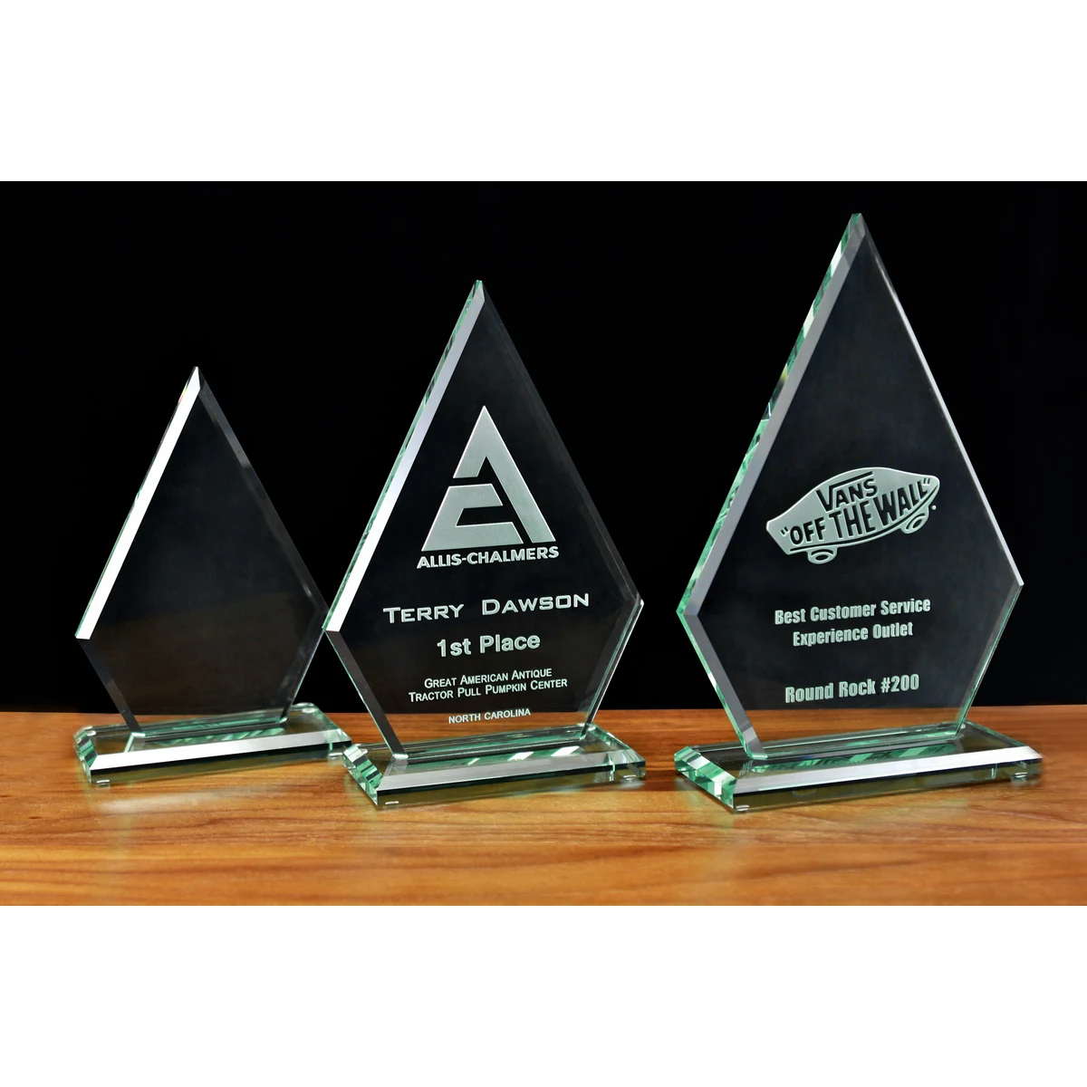 9" Jade Glass Clipped Diamond Award 1