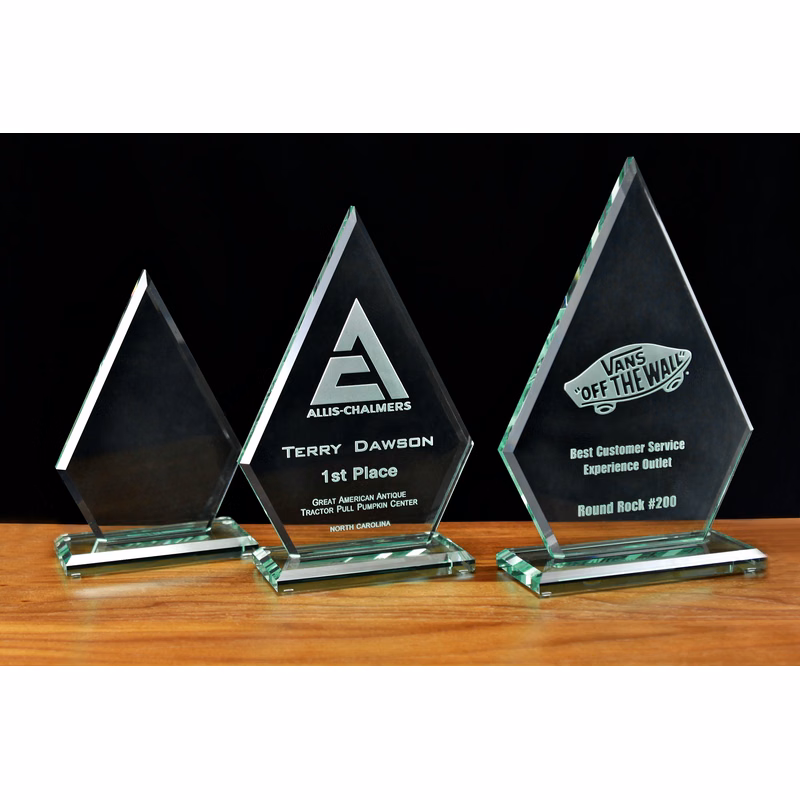10" Jade Glass Clipped Diamond Award